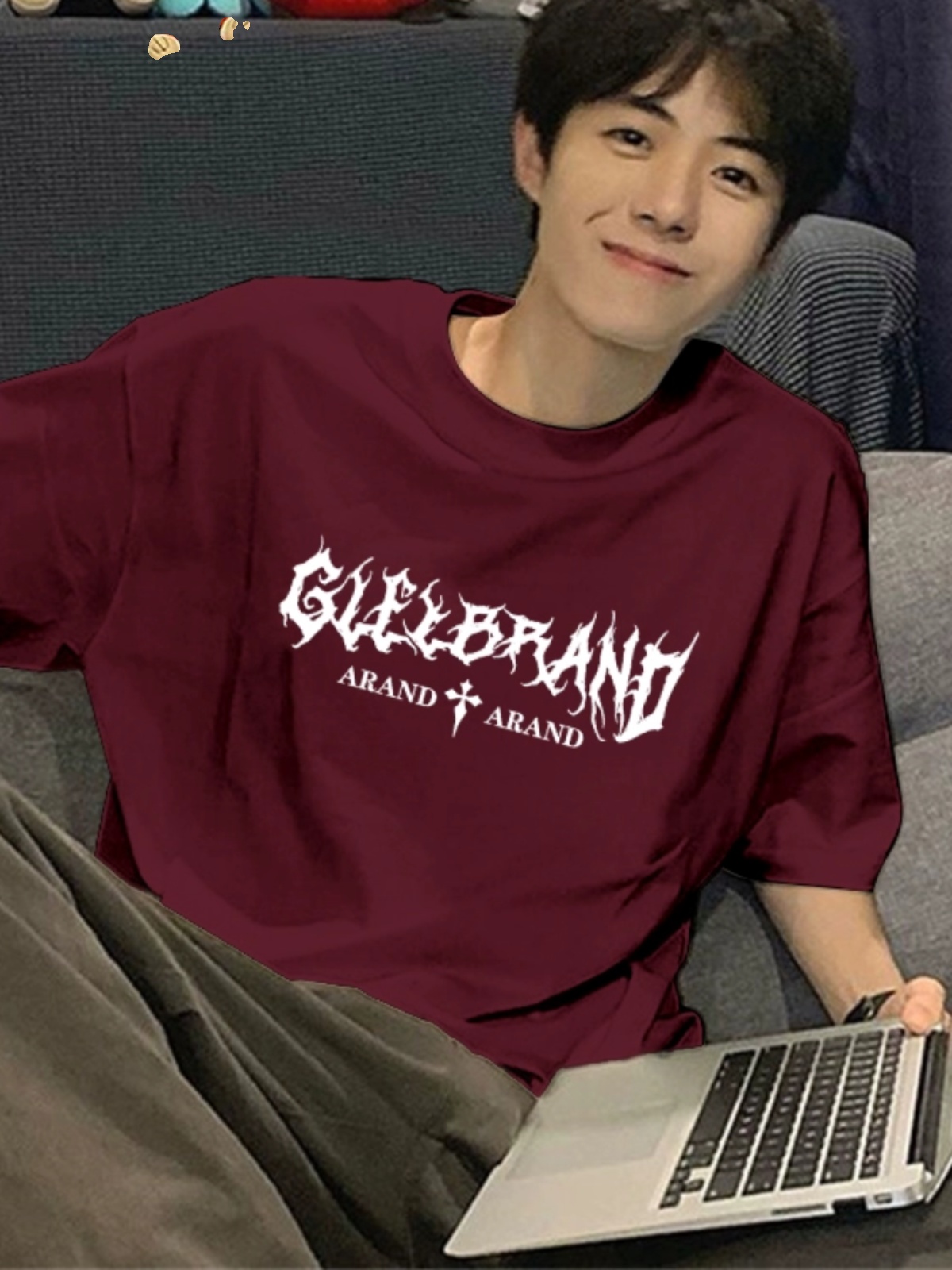 白Tシャツ メンズ 荒々しい文字デザイン半袖