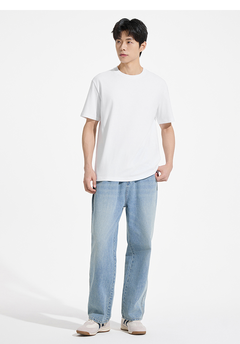 白Tシャツ すっきりシルエット 上質クルーネック