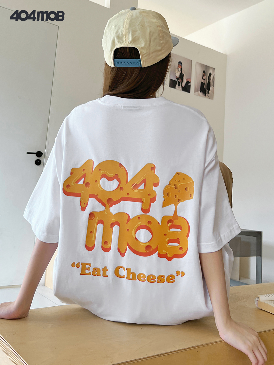 白Tシャツ チーズデザイン ゆるふわ半袖