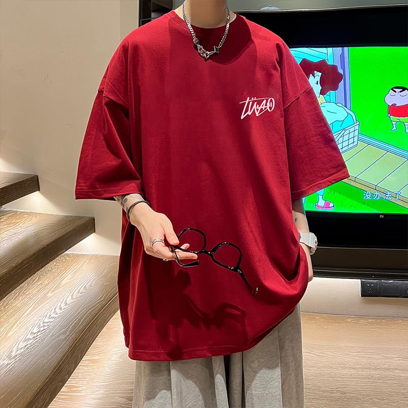 白Tシャツ メンズ シンプル筆記体ロゴ入りカジュアル半袖