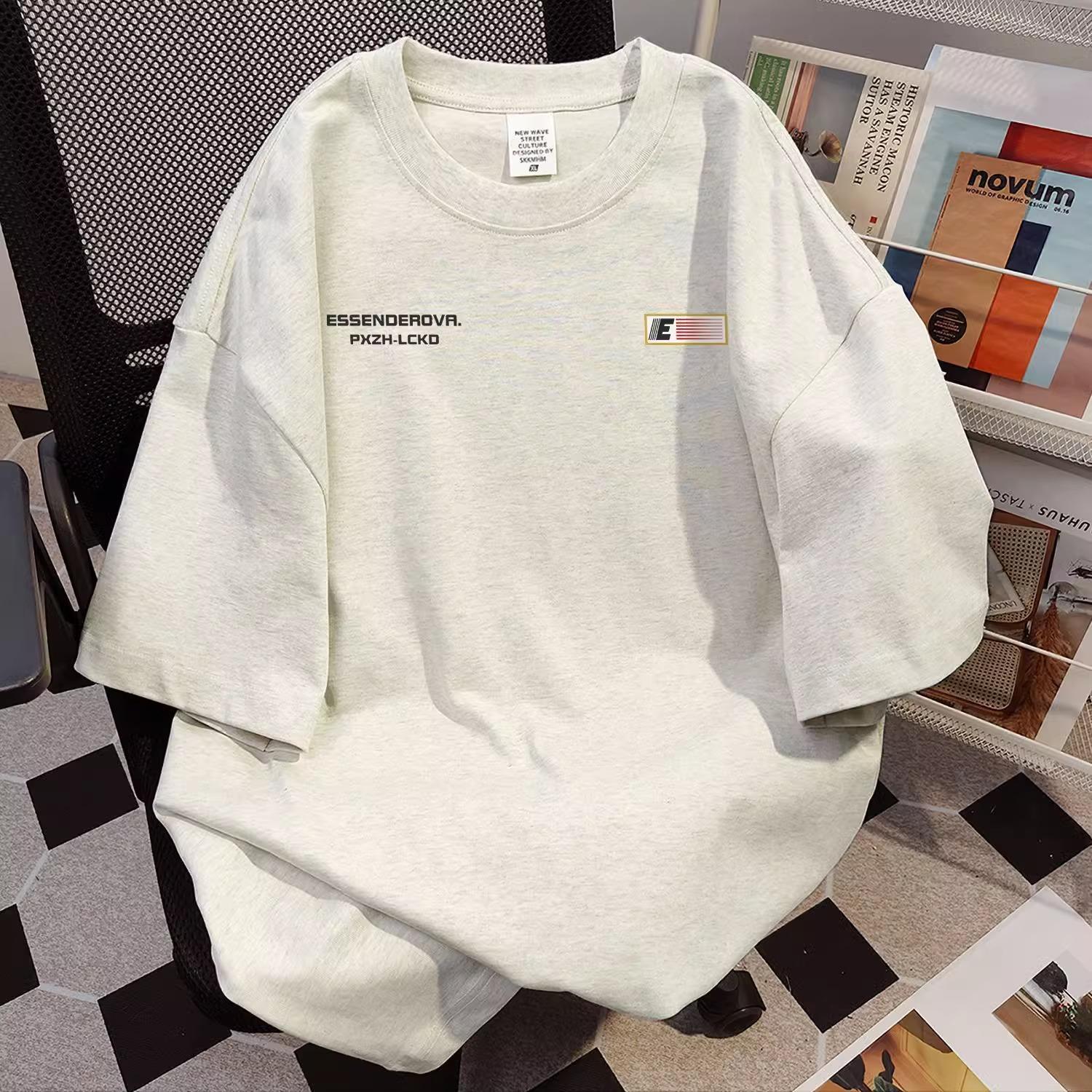 白Tシャツ 工業系ロゴ入りオーバーサイズ半袖