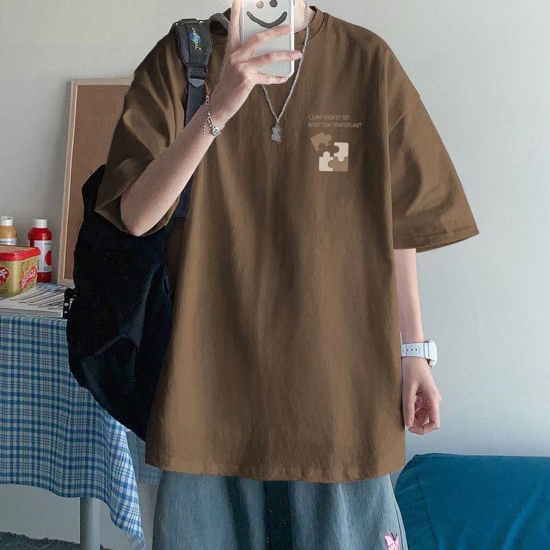 白Tシャツ 幾何学模様プリント五分袖オーバーサイズTシャツ