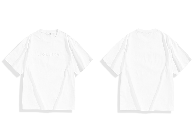 白Tシャツ 立体刺繍デザイン半袖カットソー