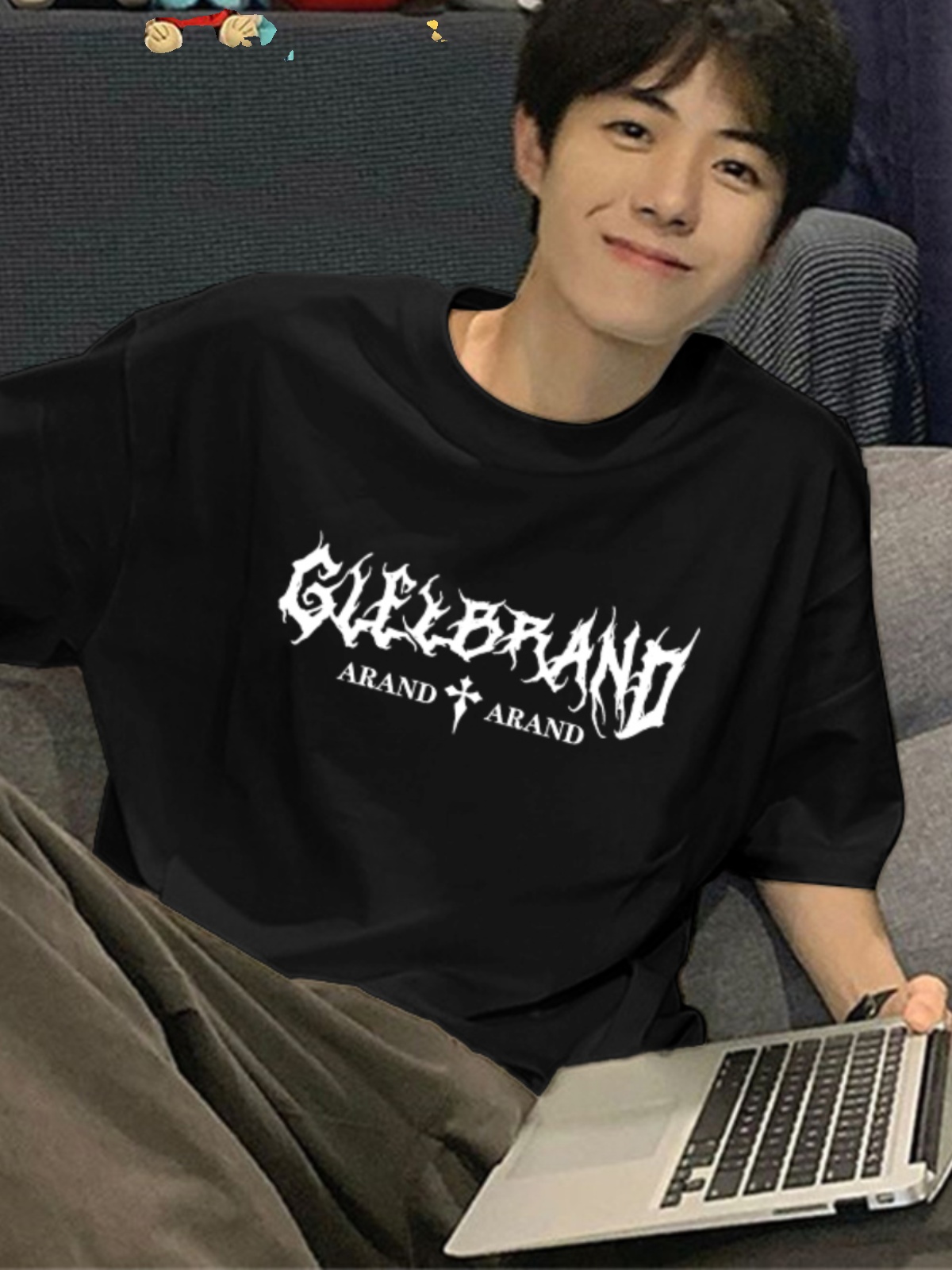 白Tシャツ メンズ 荒々しい文字デザイン半袖