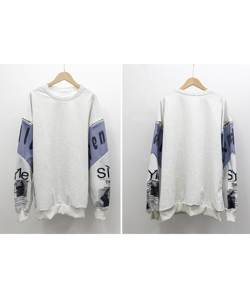 白Tシャツ レディース 袖切り替え 長袖 白 オーバーサイズ トレーナー