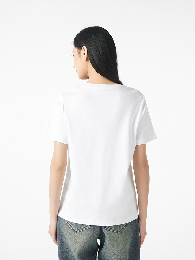白Tシャツ レディース すっきり映える 洗練Vネック
