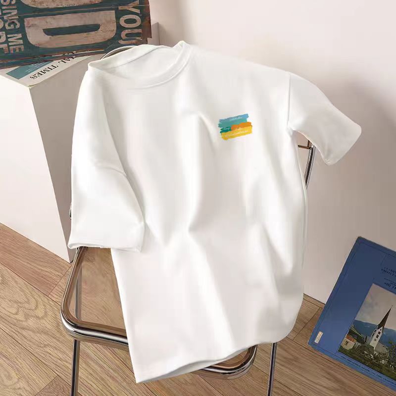 白Tシャツ レディース ワンポイント刺繍入り半袖カットソー