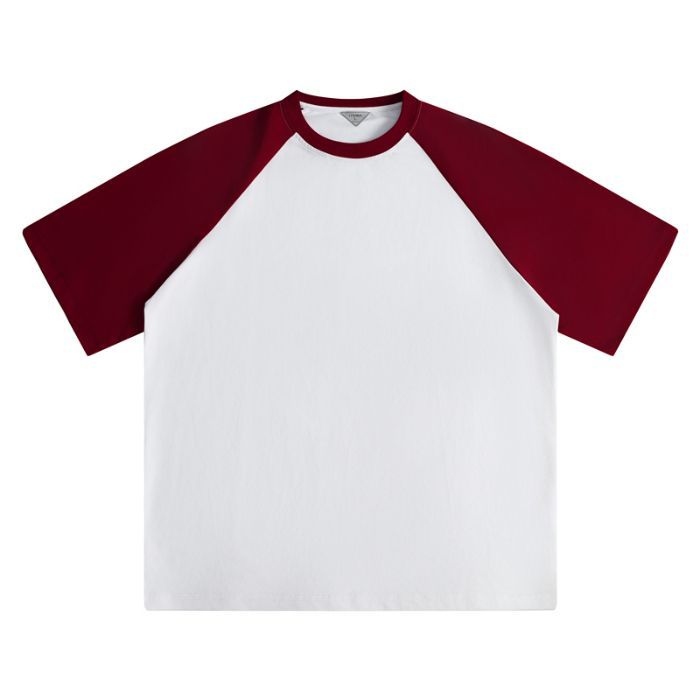 白Tシャツ 袖切替ラグランクルーネック