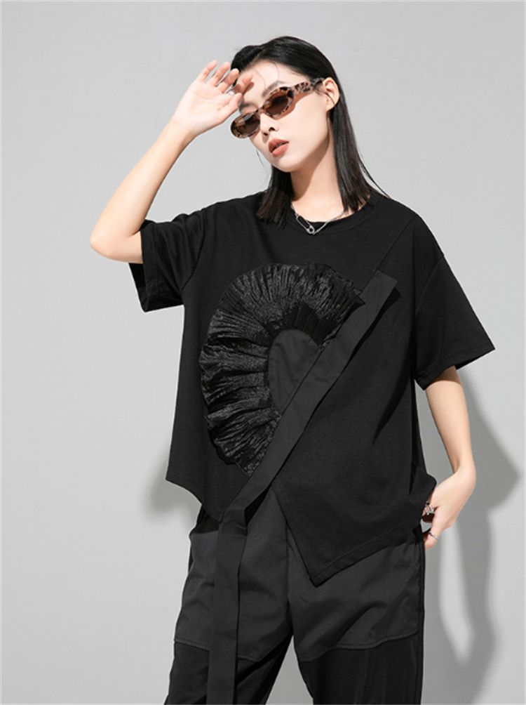 白Tシャツ 白ロゴプリント半袖丸首コットンシャツ夏用