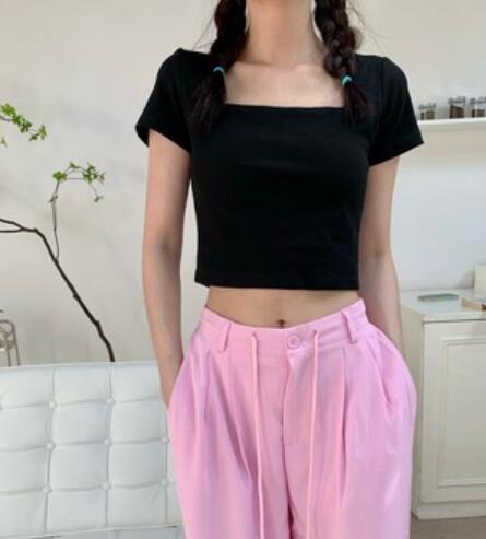 白Tシャツ レディース 白 半袖 ショート丈 ティーシャツ