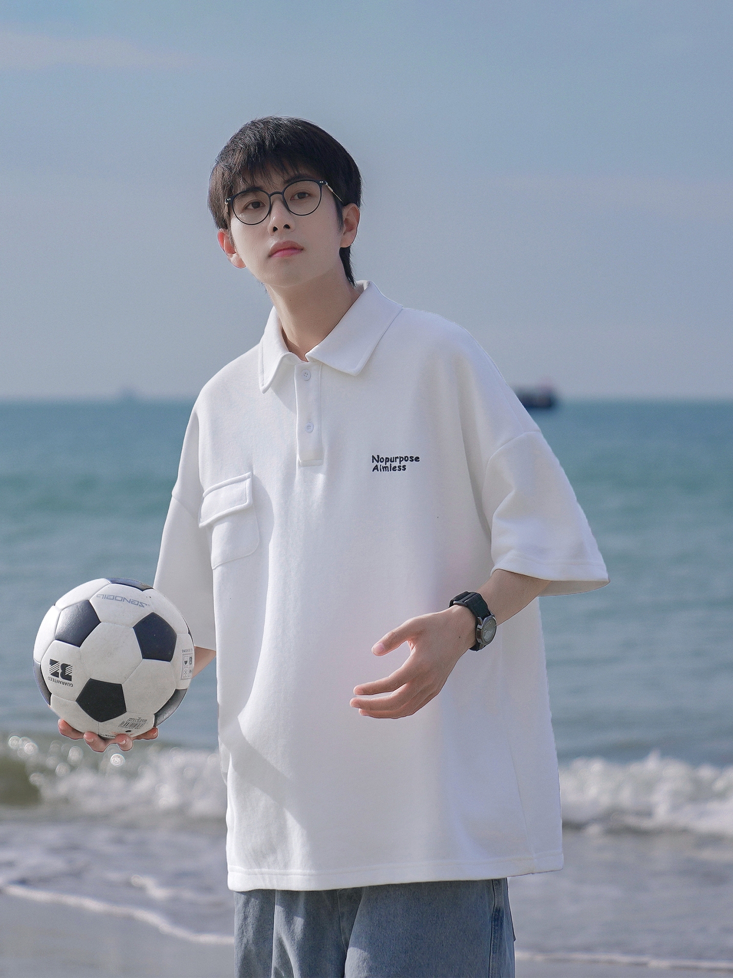 白Tシャツ メンズ リラックスポケット半袖ポロシャツ
