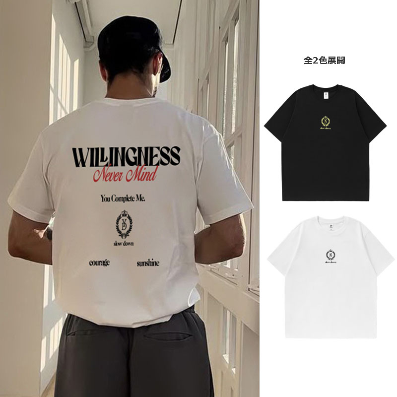 白Tシャツ メンズ 復古街頭風プリント半袖カットソー 春夏新作 ゆったりサイズ 全2色