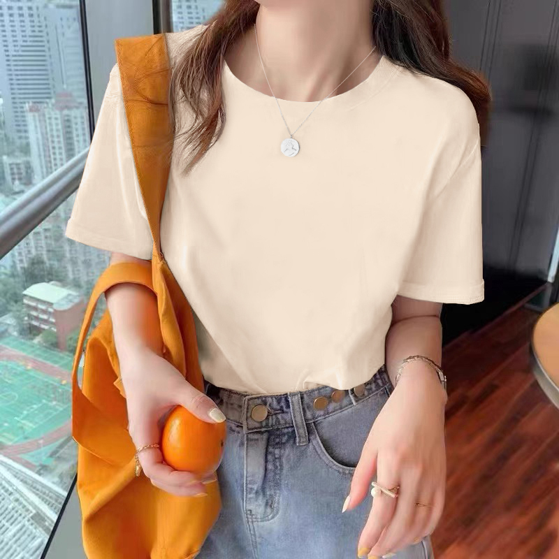 白Tシャツ レディース ゆったりシルエット丸首半袖