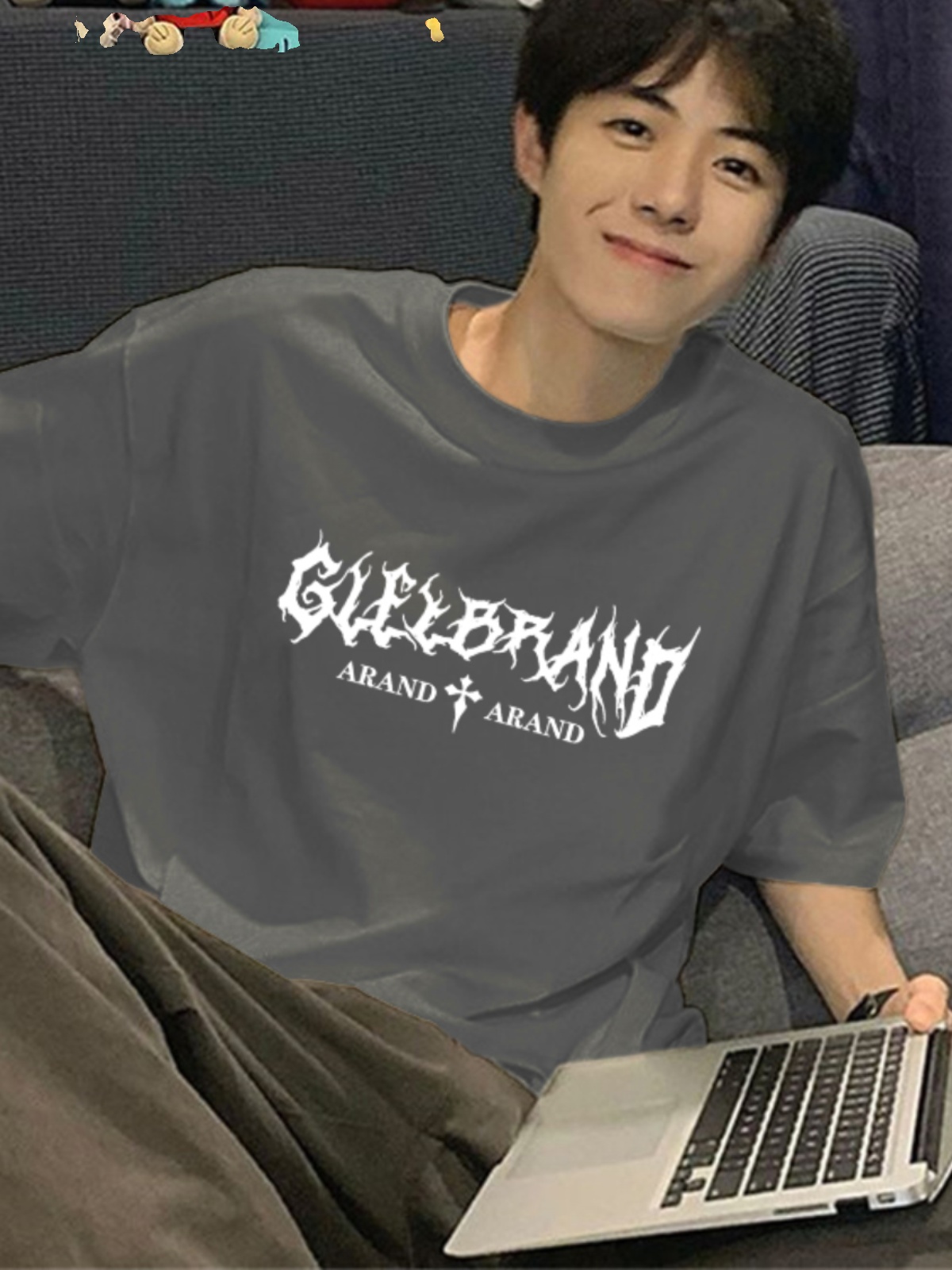 白Tシャツ メンズ 荒々しい文字デザイン半袖