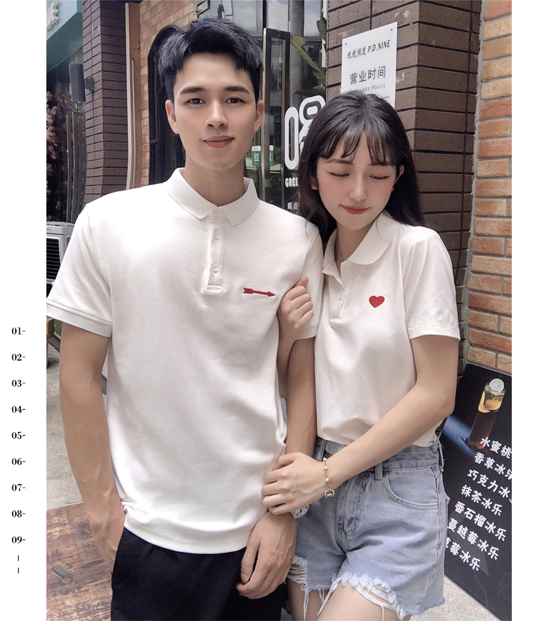 白Tシャツ ハートワンポイント ポロシャツ