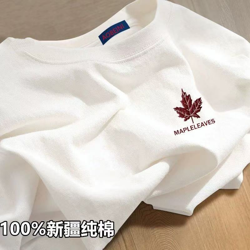 白Tシャツ お菓子柄入り シンプル半袖カットソー