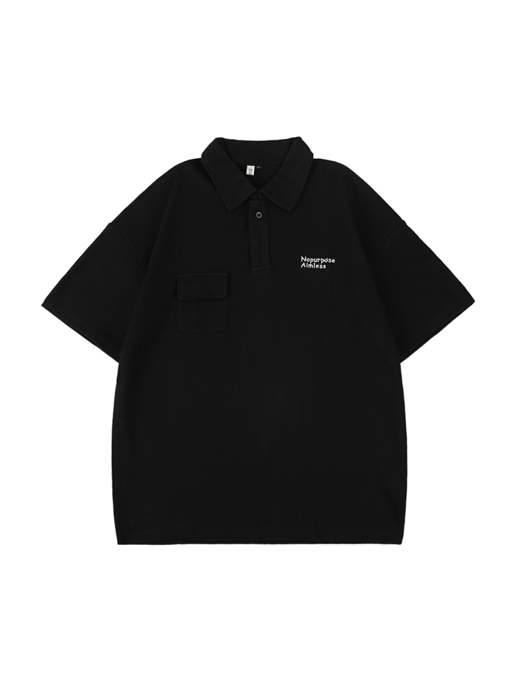 白Tシャツ メンズ リラックスポケット半袖ポロシャツ
