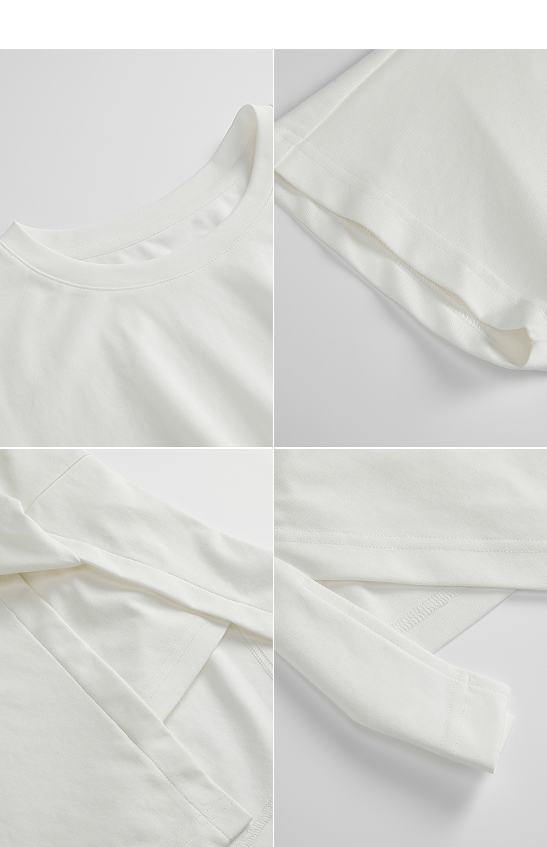 白Tシャツ アシンメトリーレイヤード半袖カットソー