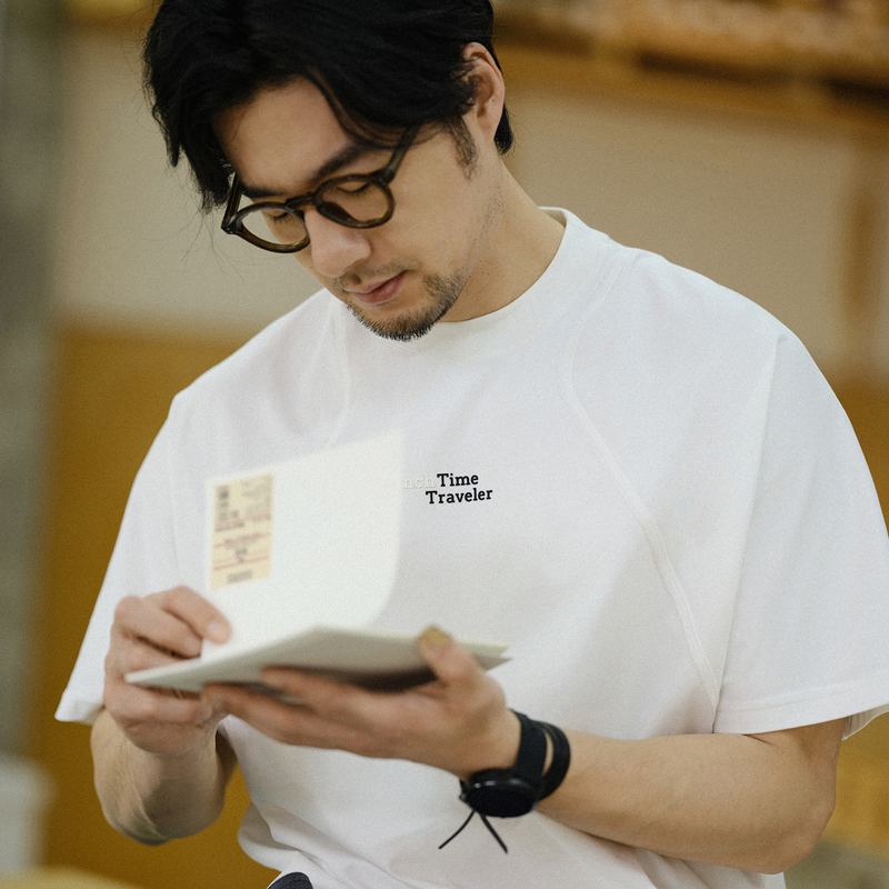 白Tシャツ メンズ 胸元刺繍入り立体縫製半袖カットソー