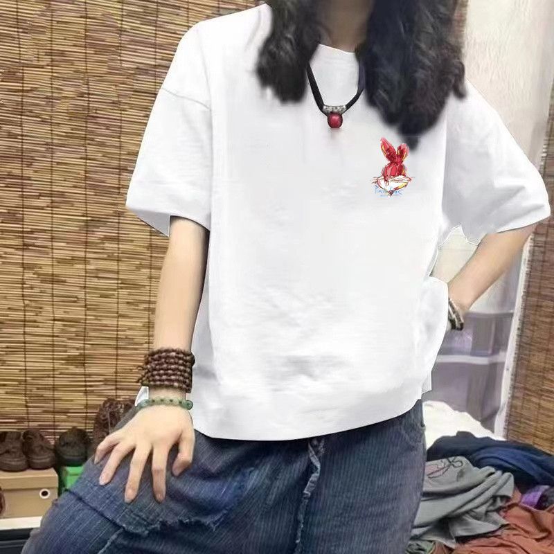 白Tシャツ レディース イラスト付き自由の羽根トンボ半袖