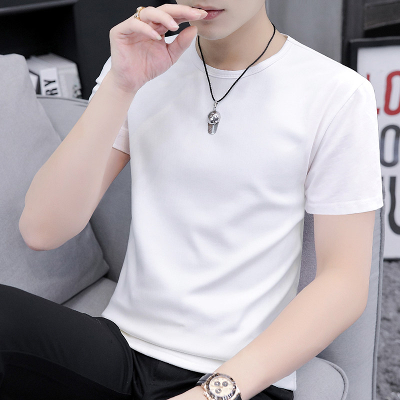 白Tシャツ 丸首と襟元選べる半袖無地定番Tシャツ