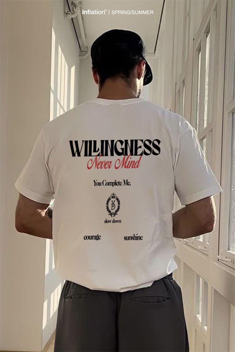 白Tシャツ メンズ 復古街頭風プリント半袖カットソー 春夏新作 ゆったりサイズ 全2色