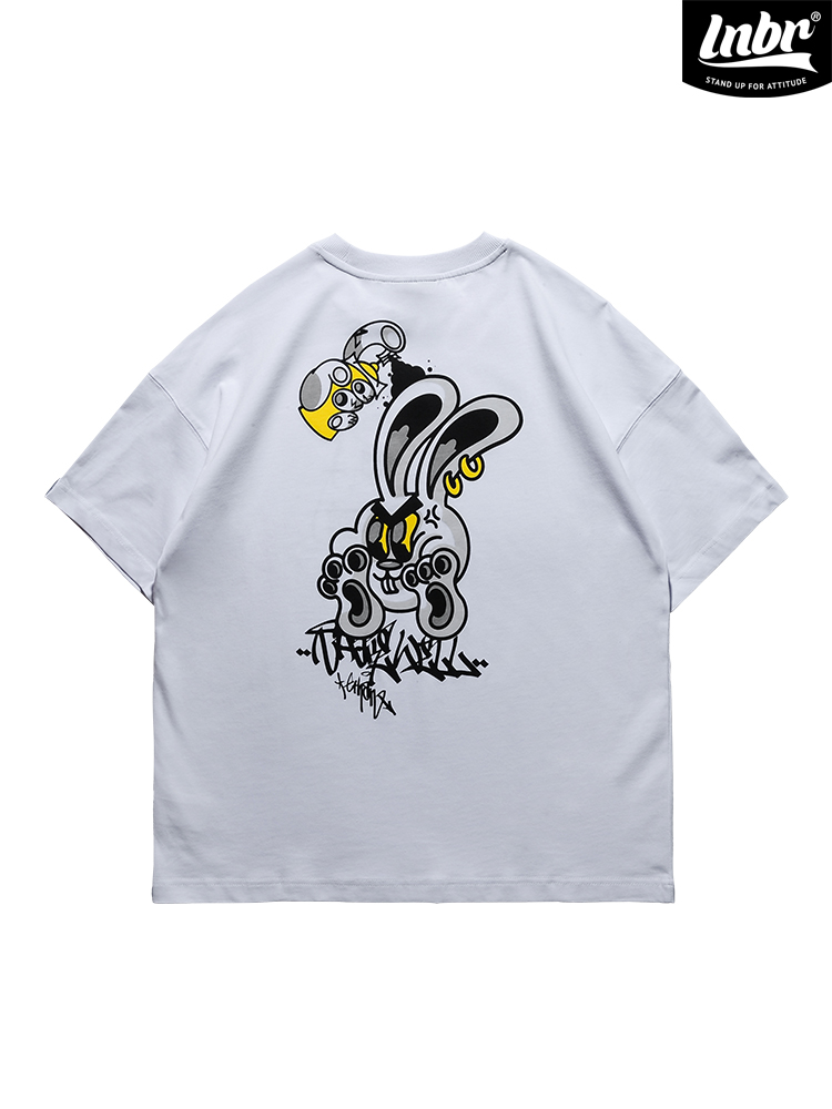 白Tシャツ メンズ ストリートアート 落書き風グラフィック