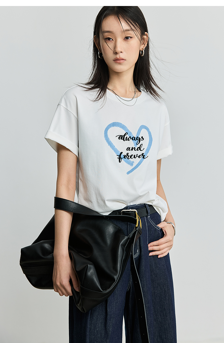白Tシャツ 永遠の愛 ハートメッセージTシャツ