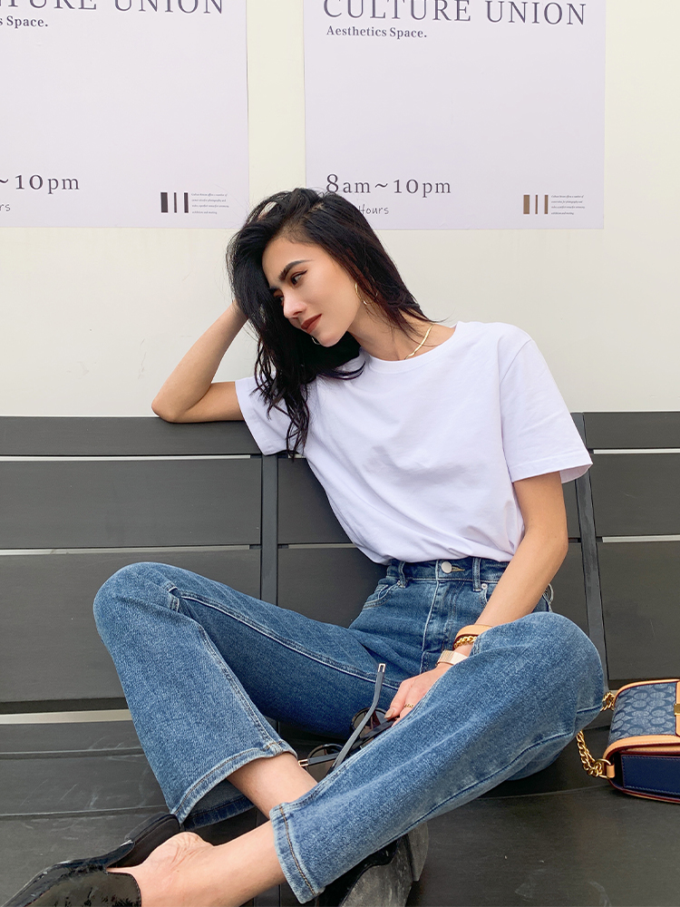 白Tシャツ レディース シンプル美人ベーシック半袖