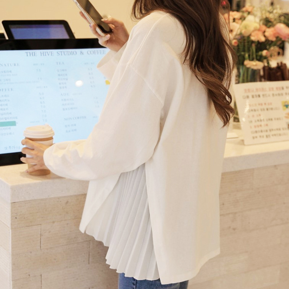 白Tシャツ レディース サイドプリーツ 白トップス 上品シンプル