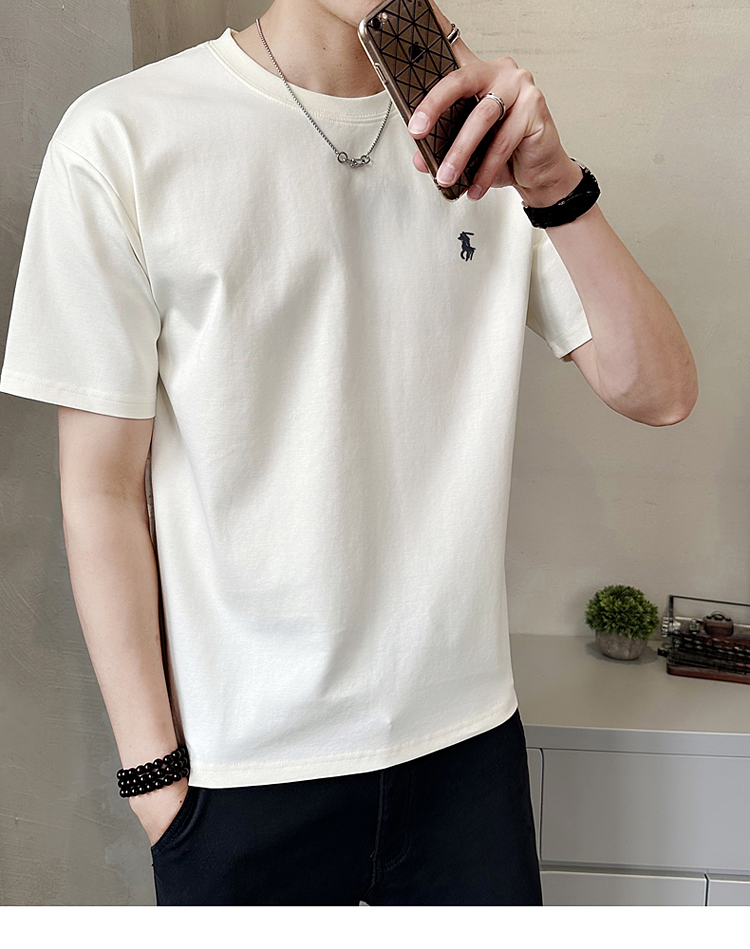 白Tシャツ 上質素材ワンポイント刺繍半袖
