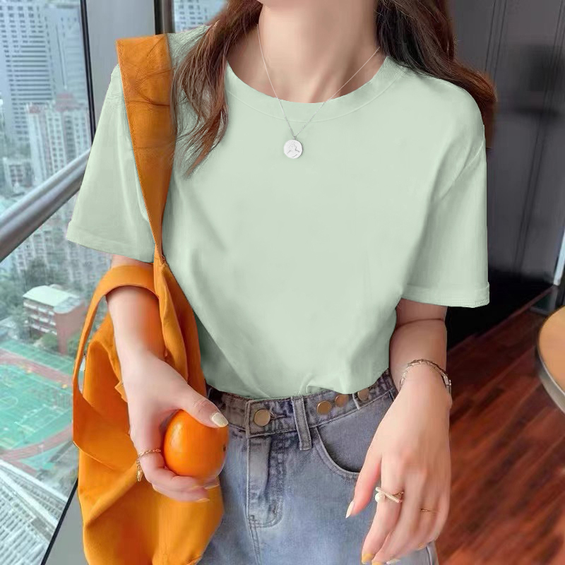 白Tシャツ レディース ゆったりシルエット丸首半袖