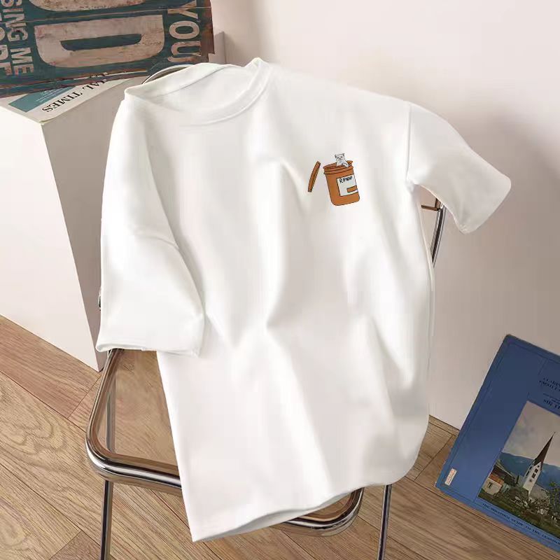 白Tシャツ レディース ワンポイント刺繍入り半袖カットソー