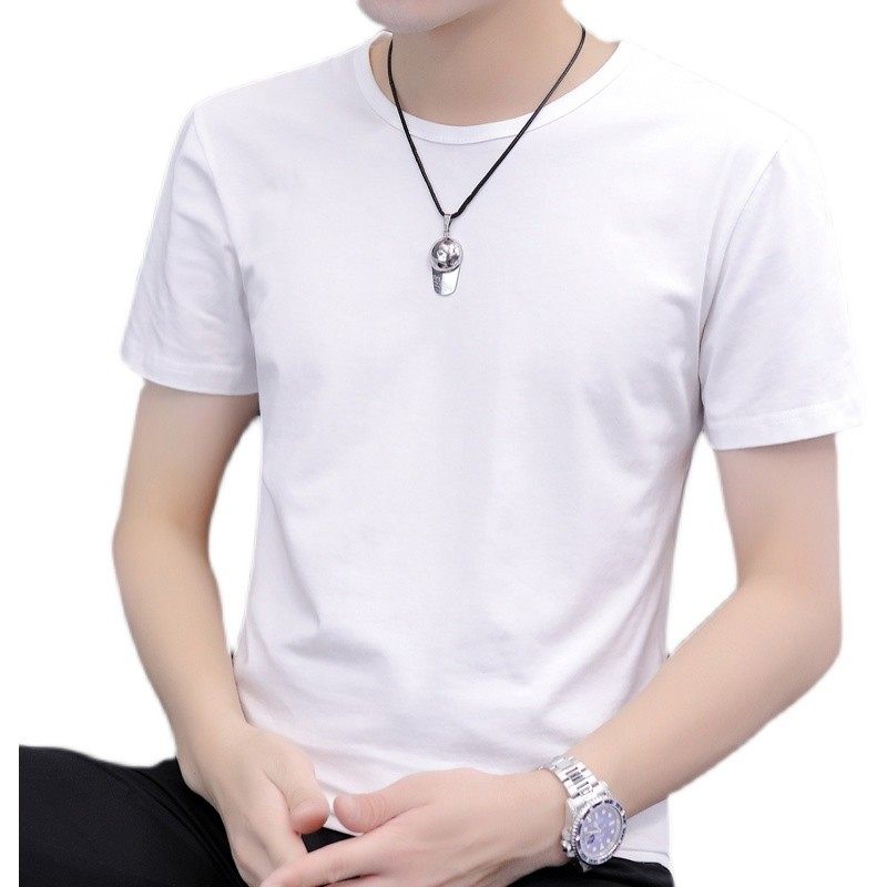 白Tシャツ 丸首と襟元選べる半袖無地定番Tシャツ