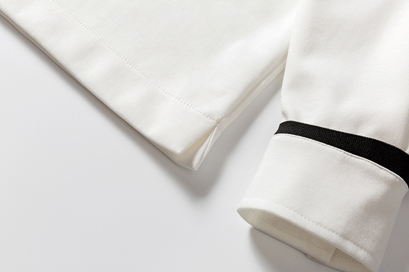 白Tシャツメンズ 肩袖ラインデザイン長袖胸ポケット付きカットソー