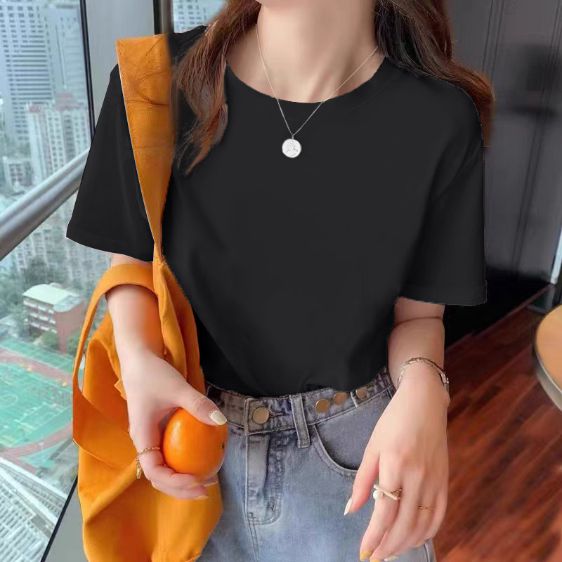 白Tシャツ レディース ゆったりシルエット丸首半袖