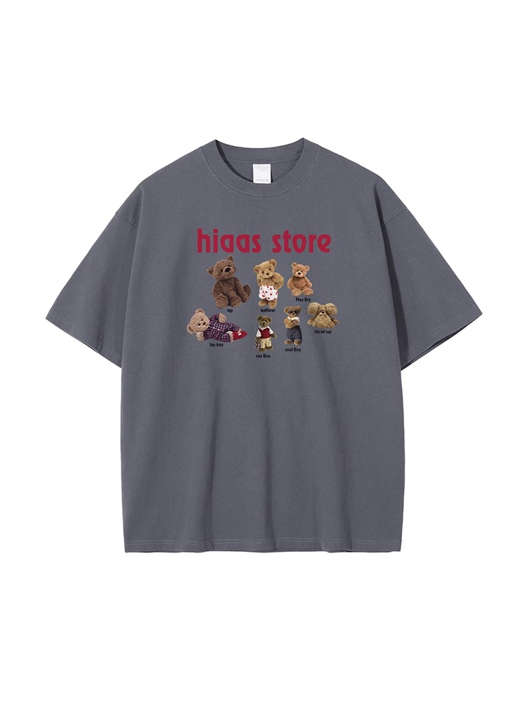 白Tシャツ メンズ くまコレクション ゆったり半袖