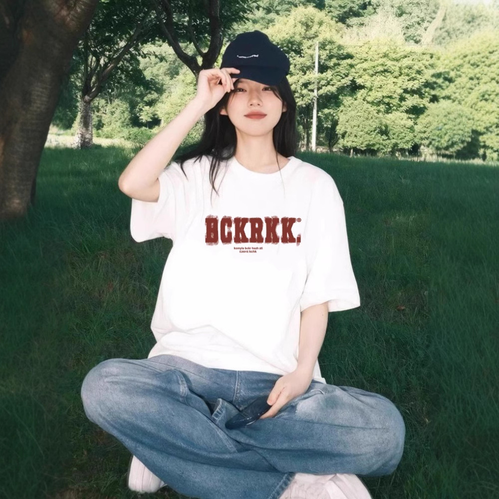 白Tシャツ レディース ゆったりレタープリント半袖Ｔシャツ