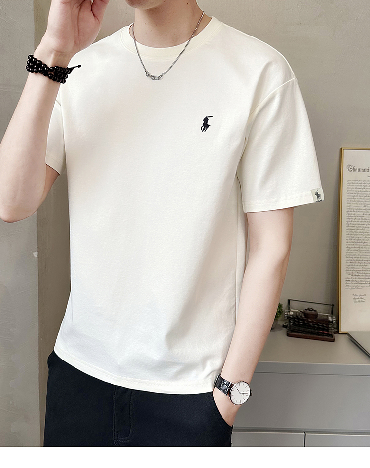 白Tシャツ 上質素材ワンポイント刺繍半袖