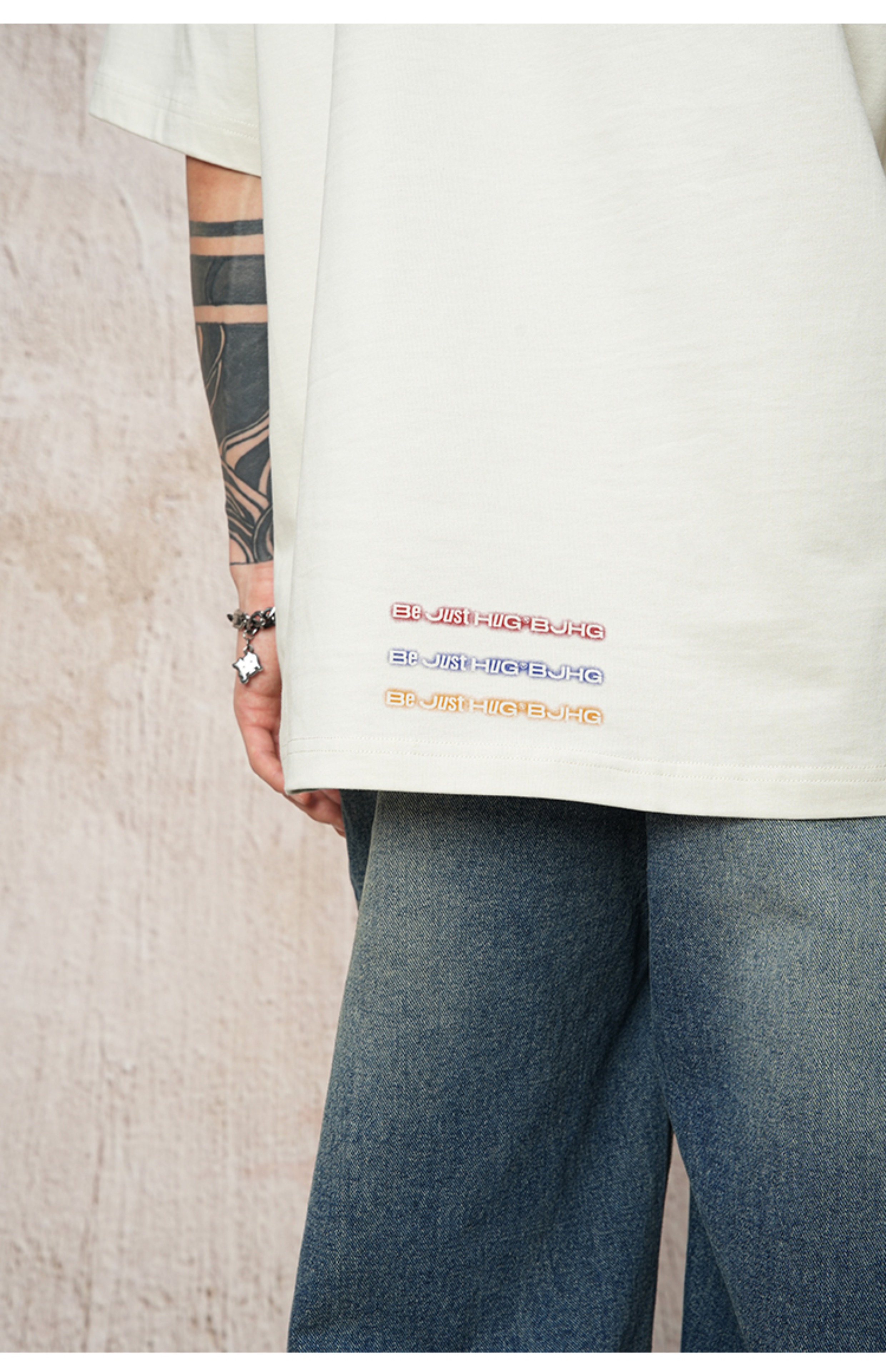 白Tシャツ メンズ 三色くまさん柄プリント半袖