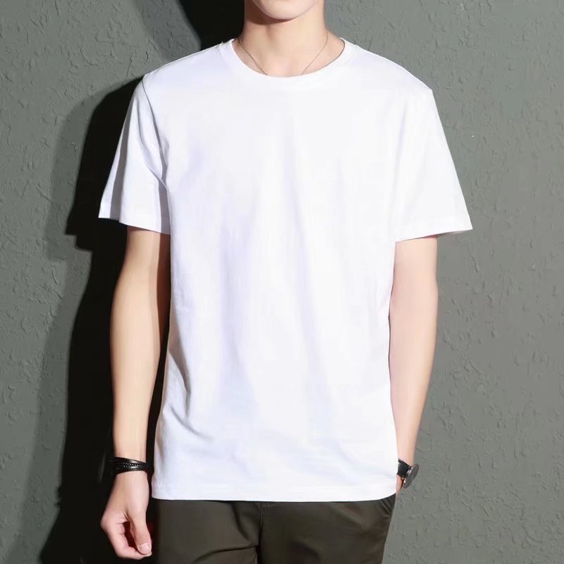 白Tシャツ メンズ シンプル丸首半袖カットソー