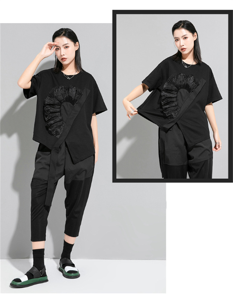 白Tシャツ 白ロゴプリント半袖丸首コットンシャツ夏用