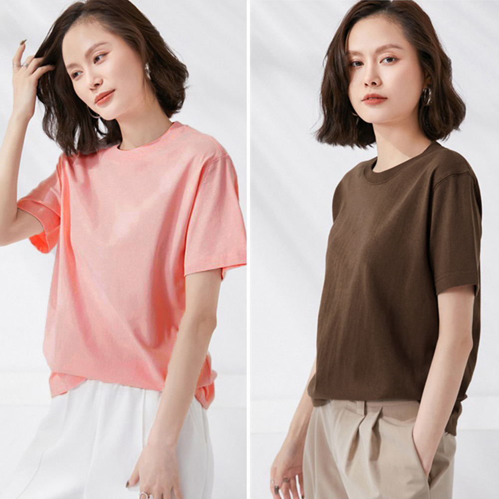白Tシャツ レディース半袖無地ティーシャツゆったり体型カバー12色