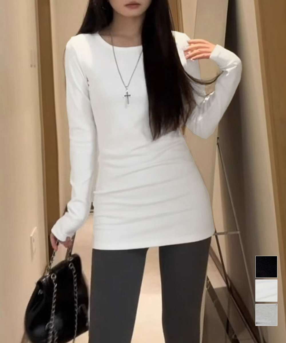 白Tシャツ レディース長袖フィット重ね着カットソー