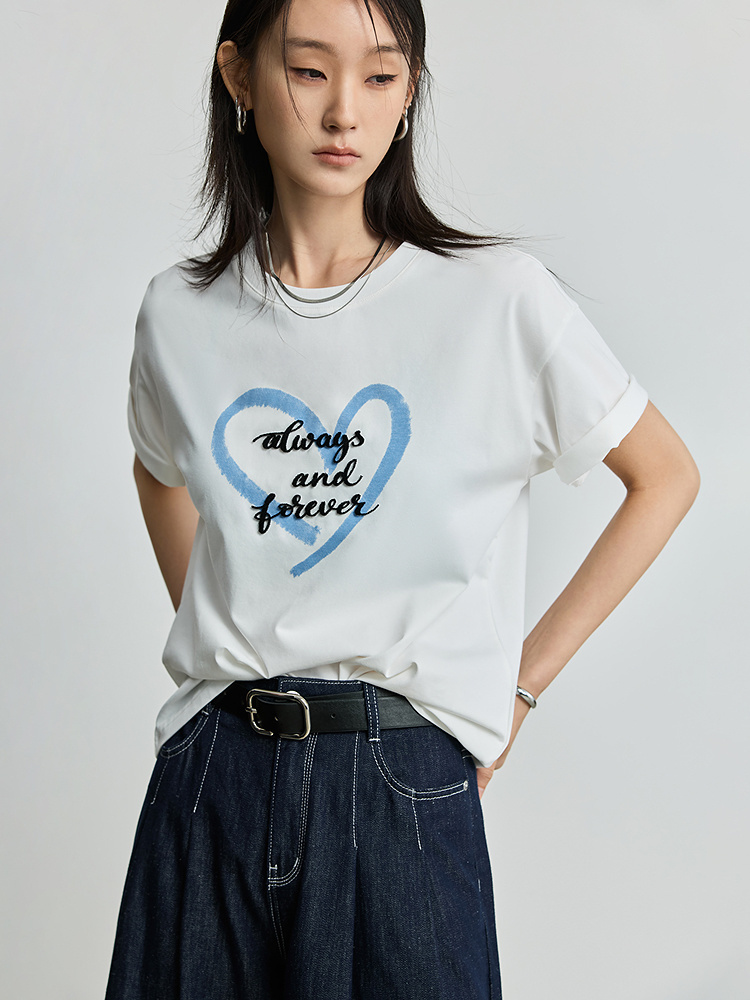 白Tシャツ 永遠の愛 ハートメッセージTシャツ