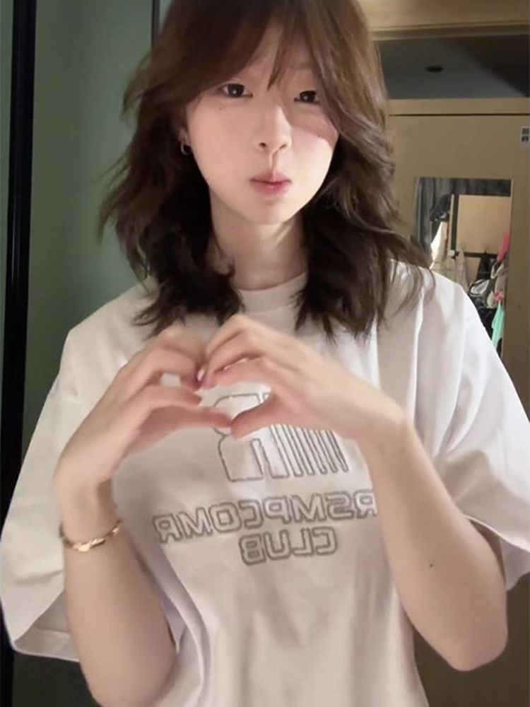 白Tシャツ レディース ロゴプリントシンプル半袖