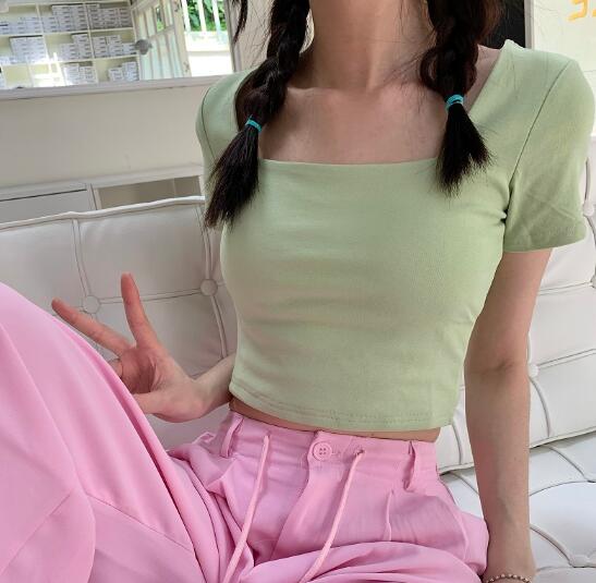 白Tシャツ レディース 白 半袖 ショート丈 ティーシャツ