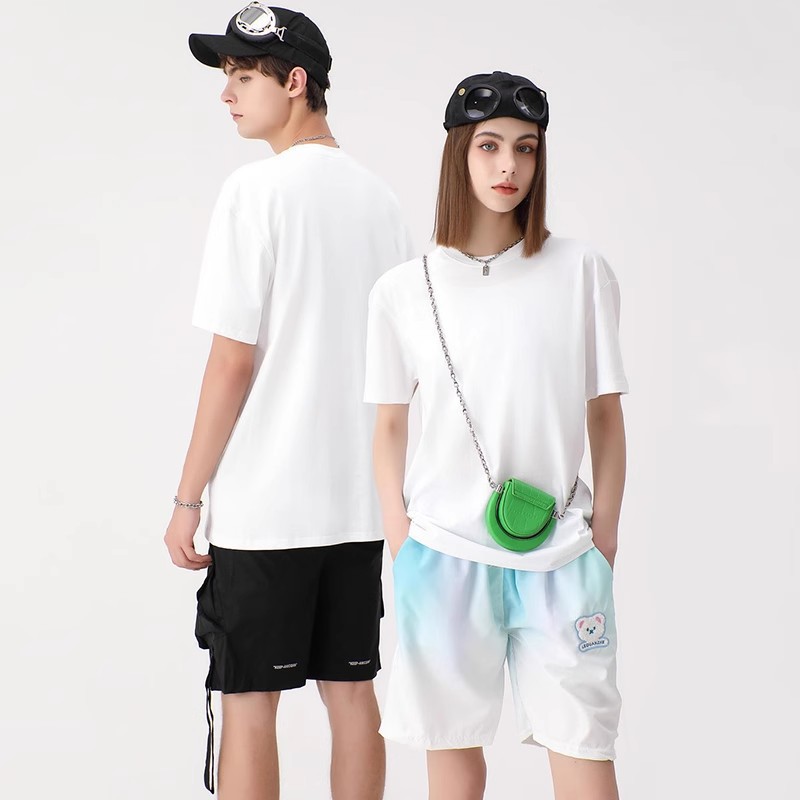 白Tシャツ シンプル美シルエット丸首半袖シャツ