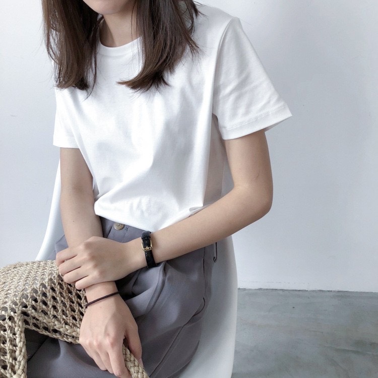 白Tシャツ レディース なめらか素肌ベーシック半袖