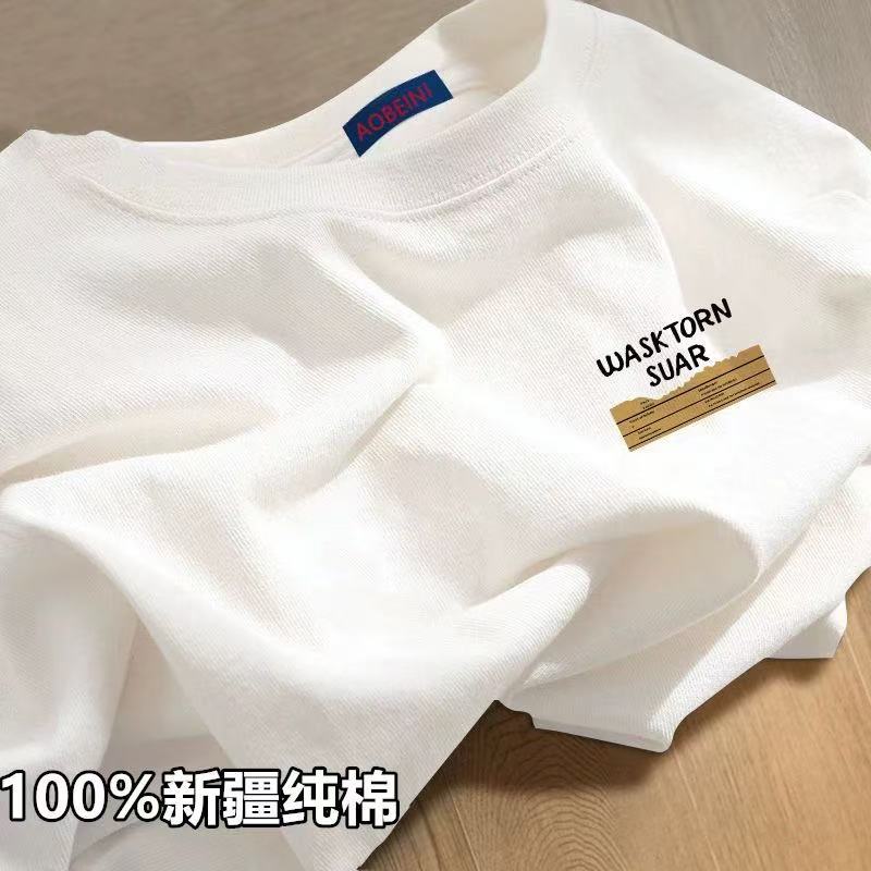 白Tシャツ お菓子柄入り シンプル半袖カットソー